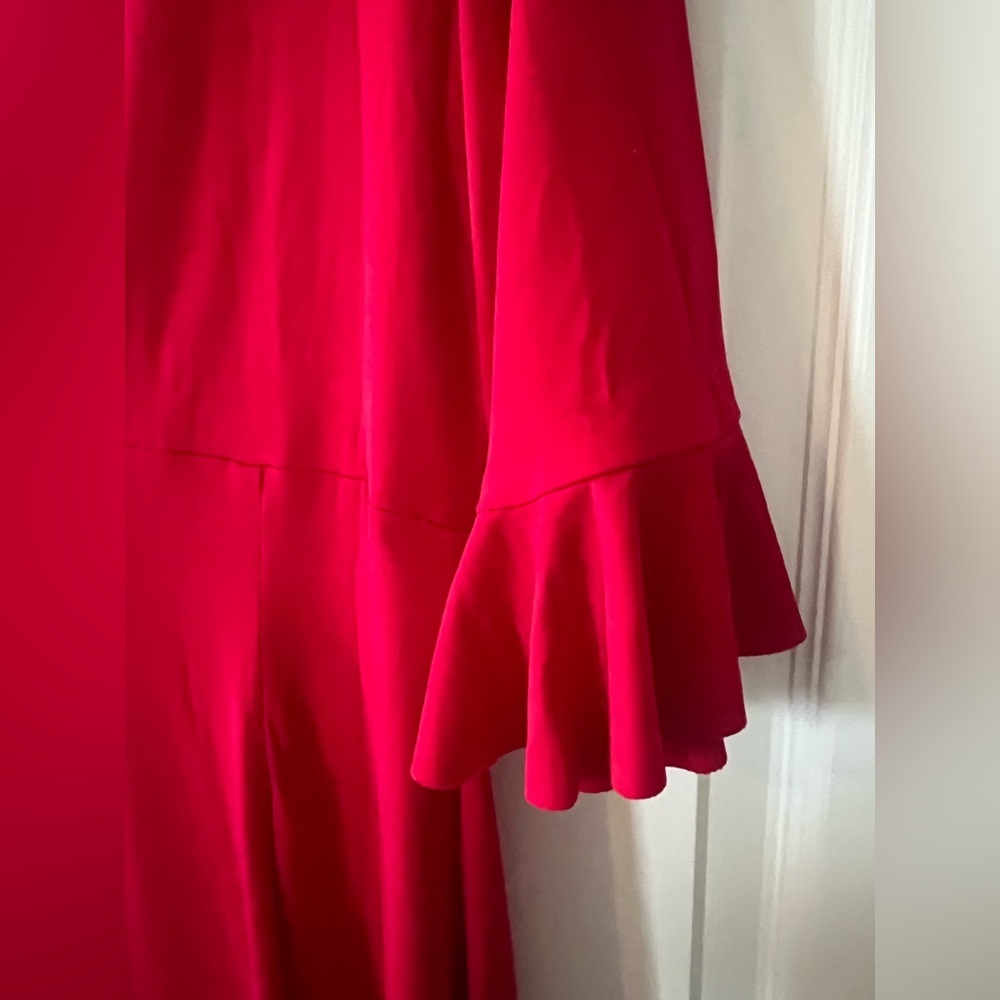 Studio Connection Elegant Red Twist-Detail Women’s Ruffle Sleeve Dress Size 10 - Picture 4 of 16